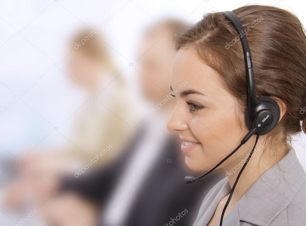 Closeup of a female customer service representative