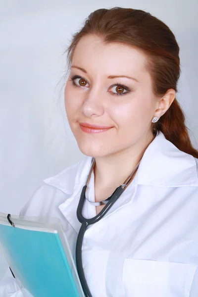 Portrait of beautiful asian female medical doctor smiling — Stock Photo, Image