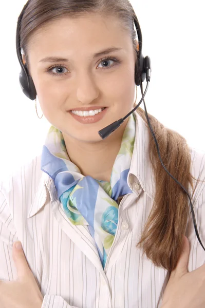 Closeup of a female customer service representative — Stock Photo, Image