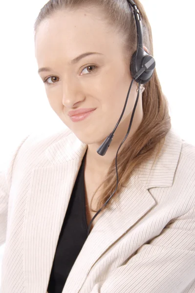 Closeup της έναν αντιπρόσωπο εξυπηρέτησης πελατών θηλυκό — Φωτογραφία Αρχείου