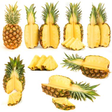 Pineapples collection isolated over white background clipart