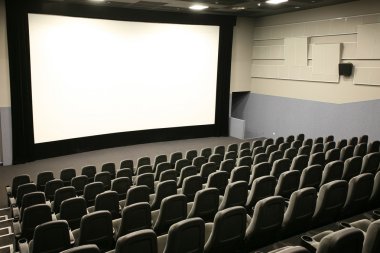 Modern cinema and wide white screen clipart