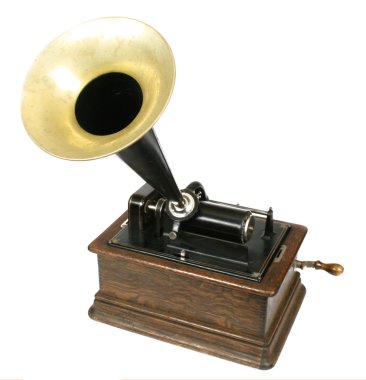 Vintage phonograph isolated on white background clipart
