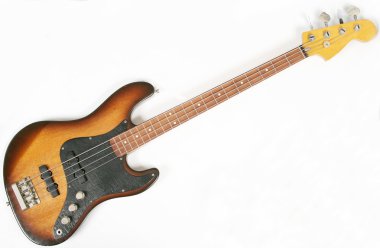 Vintage fretless bass isolated on white clipart