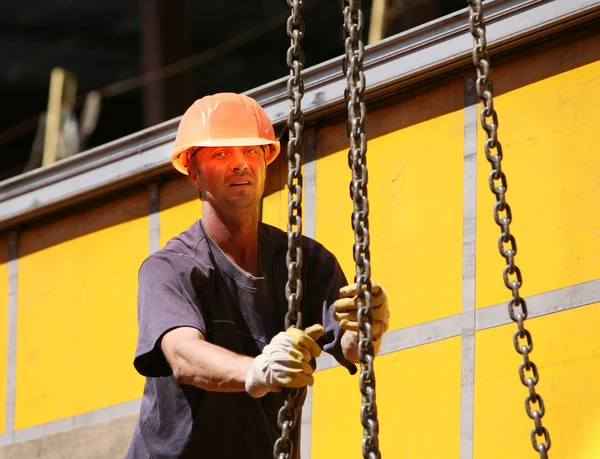 stock image Workrer on construction site