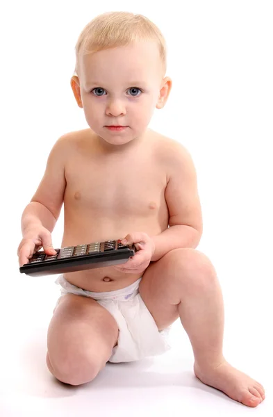 Calculadora usada pelo bebê — Fotografia de Stock