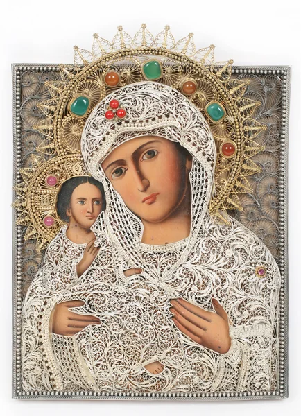 stock image Madonna (Mary) of Jerusalem and child (Jesus Christ) icon