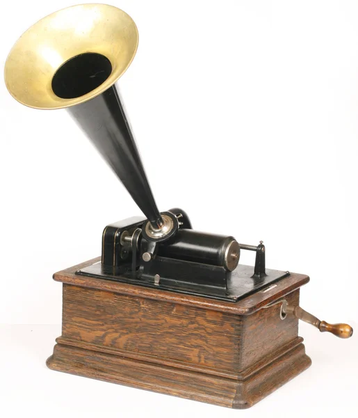 Vintage fonograaf geïsoleerd op witte achtergrond — Stockfoto