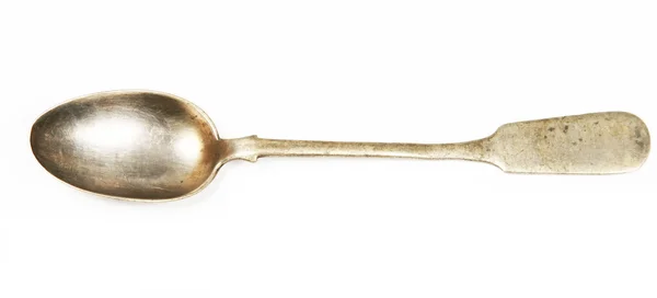 Vintage silver spoon on white background — Stock Photo, Image