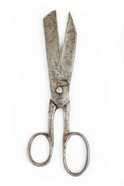A pair of rusty scissors on white — Stock Photo, Image
