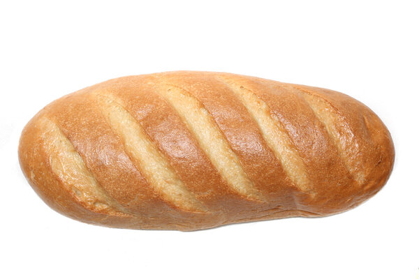 A loaf of bread on a white background
