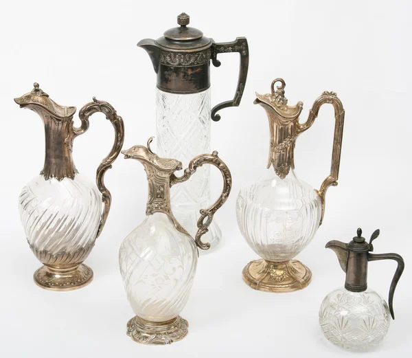 Antiquarian jugs isolated on white background — Stock Photo, Image