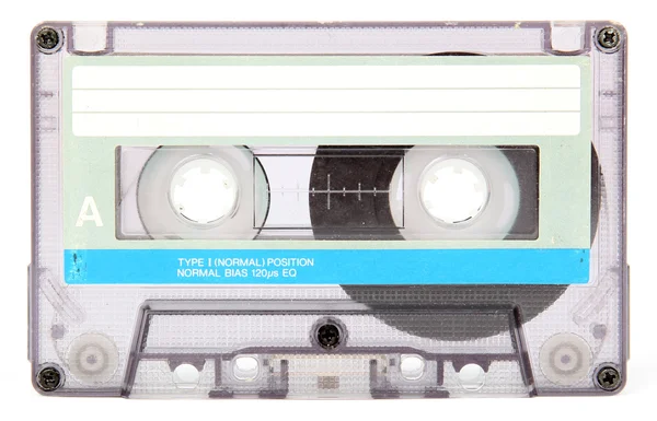 Cassette audio isolée sur fond blanc — Photo