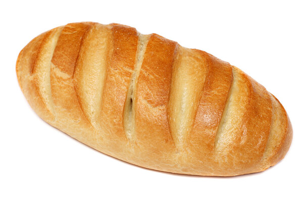 A loaf of bread on white background