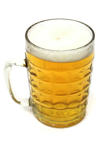 stock image Mug of beer close up over white