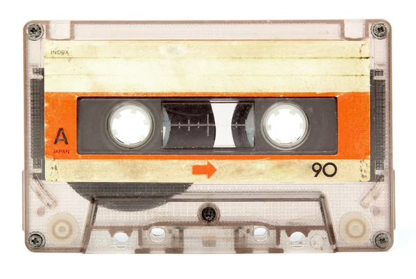 Старая аудиокассета, изолированная на белом — стоковое фото