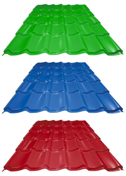 Metal tiles isolated on white background