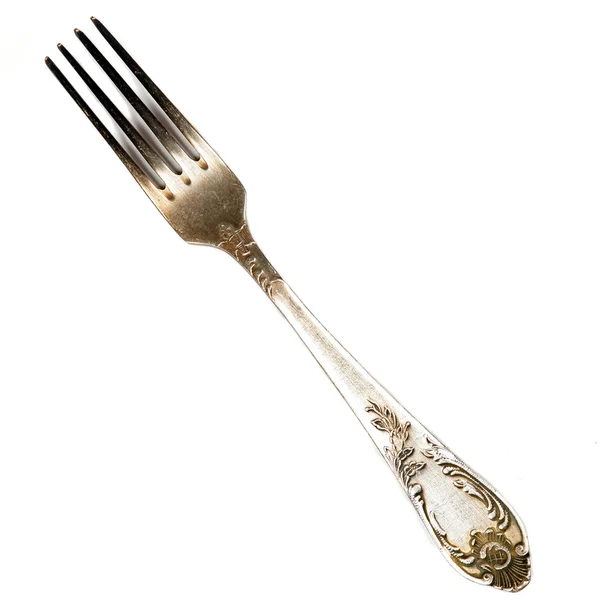 Old fork isolated on white — Stock Photo, Image