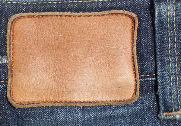 Prázdné kožené džíny popisek — Stock fotografie