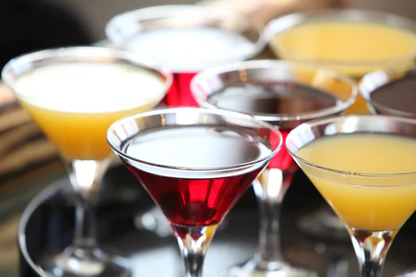 stock image Alcohol cocktails on a tray (soft focus)