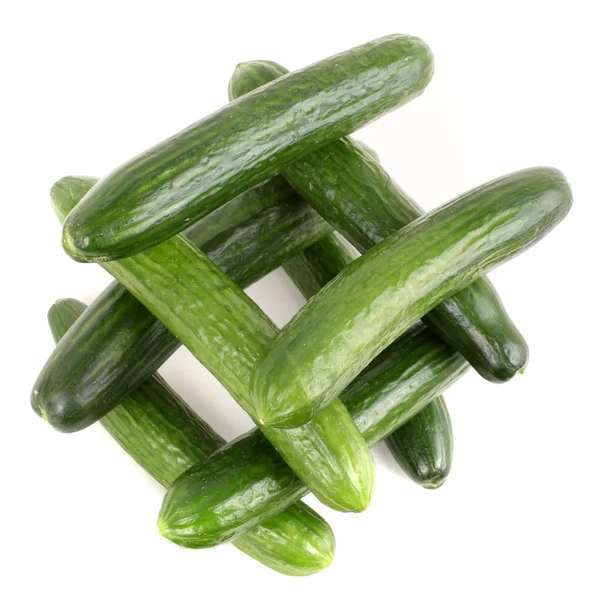 stock image Well made of fresh green cucumbers isolated over white backgroun