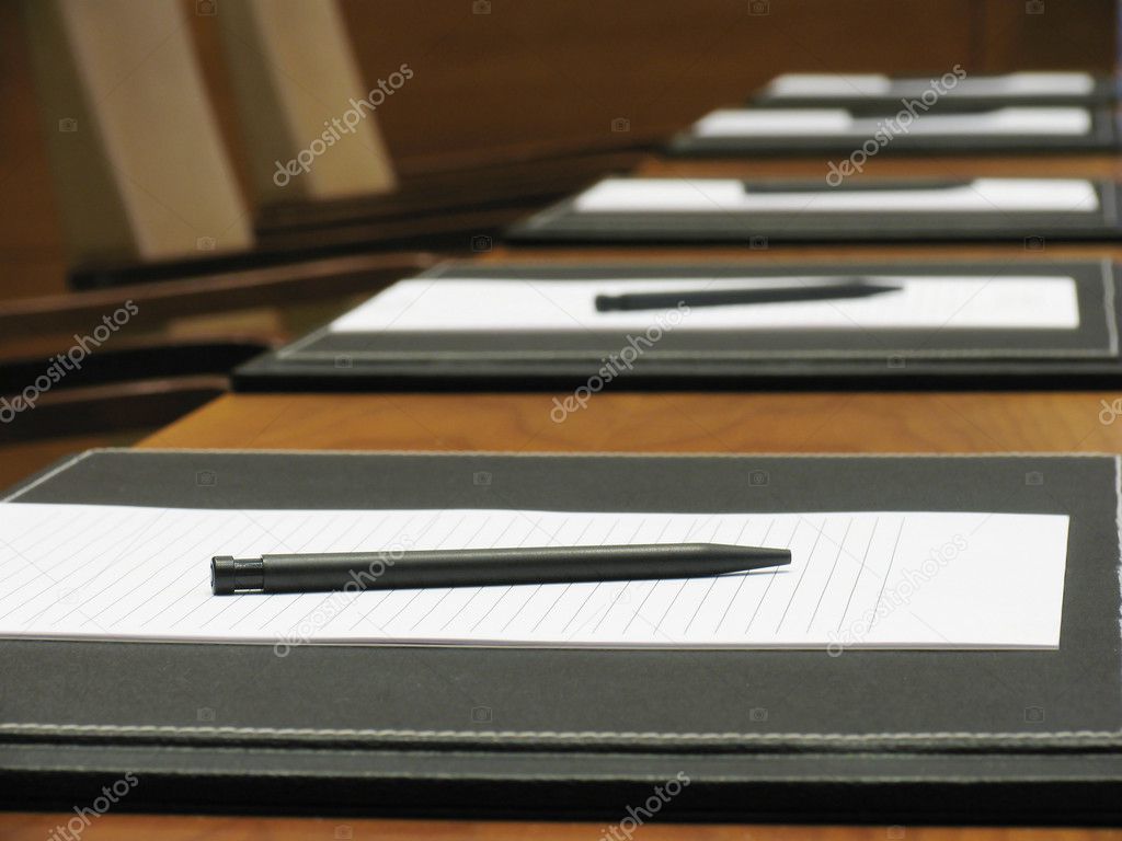 Pen & Blank Paper in Conference Room