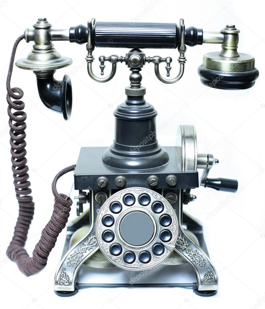 Vintage phone on a white background