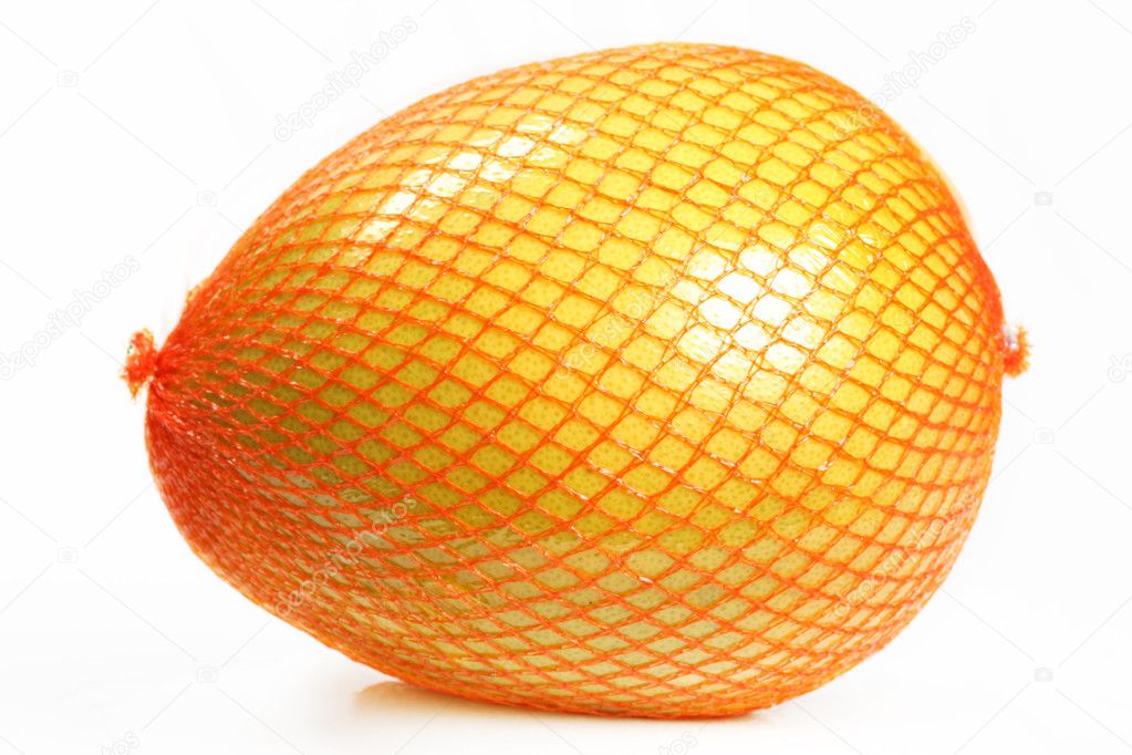 Pomelo grapefruit in the package isolated on white background