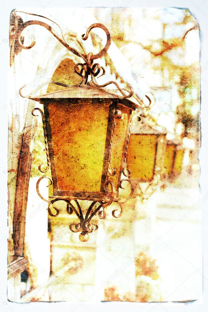 Old lanterns, picture in retro style