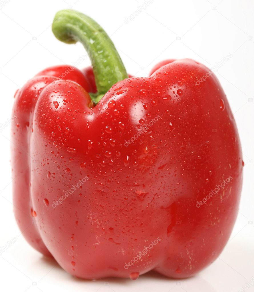 Red bell pepper paprika on white background