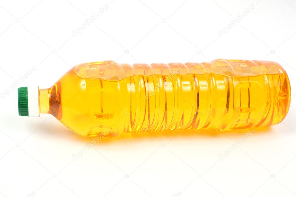 Bottle of sunflower oil isolated on white backgound