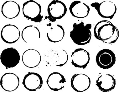 Different cup grungy stains clipart