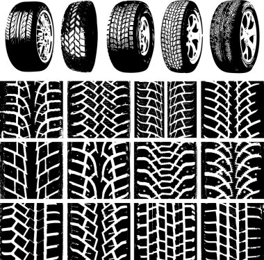 Car wheels and tyre tracks clipart