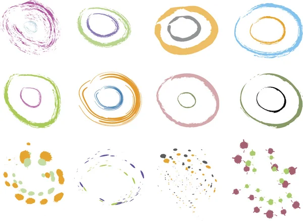 Colección de círculos gruñones de colores modernos — Vector de stock
