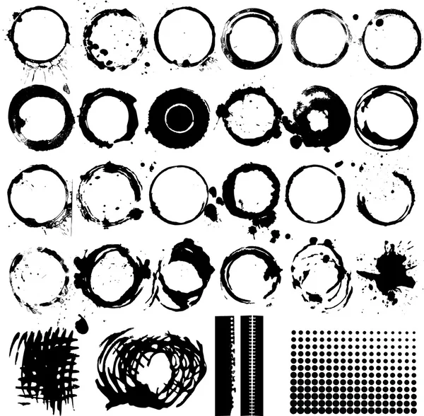 Diferentes xícara manchas grungy e outros elementos —  Vetores de Stock