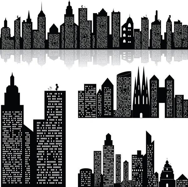 Cidade skyline fundo vetor — Vetor de Stock
