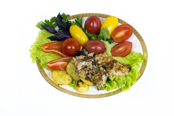 Csirke, zöldségek és fűszernövények — Stock Fotó