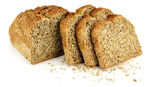 En limpa bröd med tre skivor och bröd smulor — Stockfoto