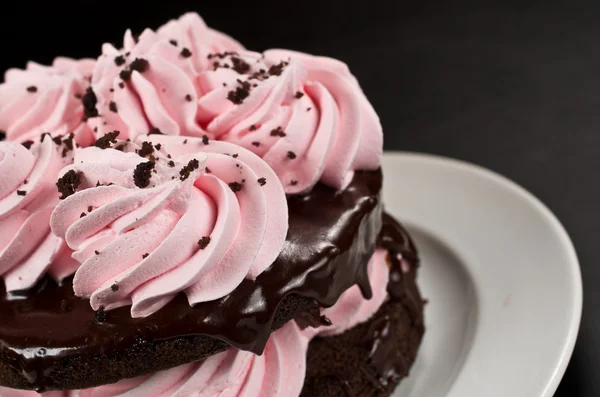 Truskawki matowego tort czekoladowy tort — Zdjęcie stockowe