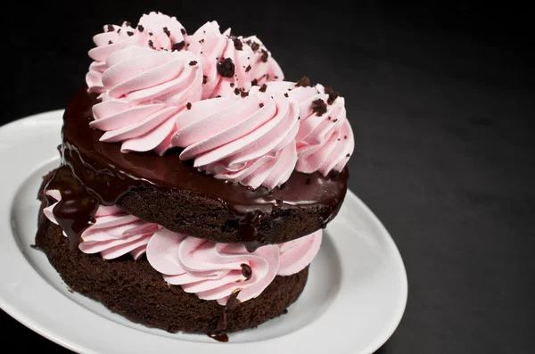 Strawberry Frosted Chocolate Torte Cake — Stock Photo, Image