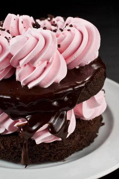 딸기 초콜릿 케이크 케이크를 서리로 덥 었 다 — 스톡 사진