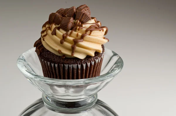 Peanut Butter Cupcake on a Glass — Stock Photo, Image