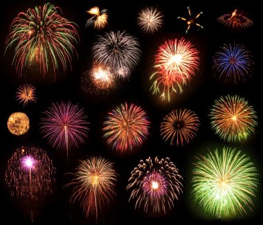 Multi Colored Fireworks Collection clipart