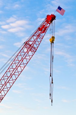 American Flag on a Crane clipart