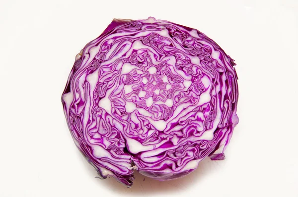 A sliced down the middle head of red, purple cabbage — Stock Photo, Image
