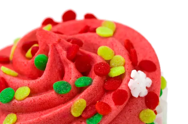 Cupcake vermelho único — Fotografia de Stock