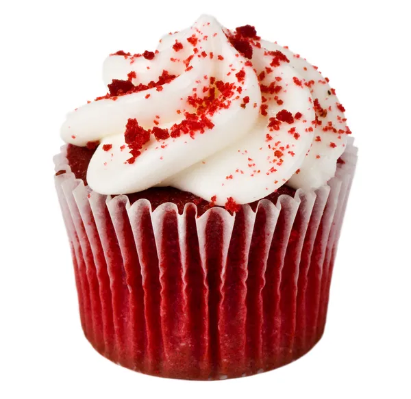 単一の赤いビロードのカップケーキ ロイヤリティフリーのストック画像
