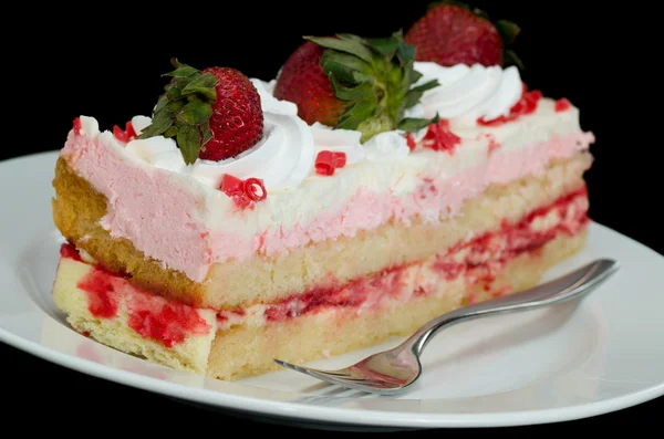 Pink Strawberry Whipped Cream Cake — Stock Photo, Image