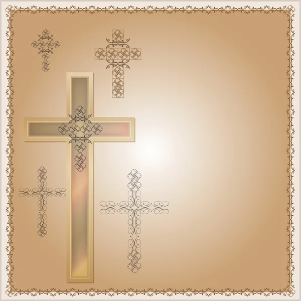 Fondo de cruz cristiana decorada para diferentes usos — Vector de stock