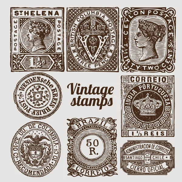 Vintage vector sellos — Vector de stock